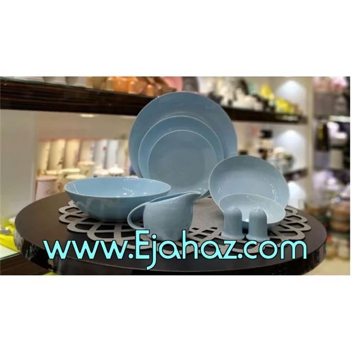 سرویس غذاخوری 30 پارچه چینی سرامیک رنگی آبی کلارا رومز